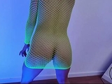 FLUOR FISHNET TWERK BOOTY SHAKING TITS BOUNCING IN PIGTAILS
