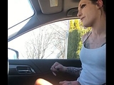 Emo slut gets throated in car ride